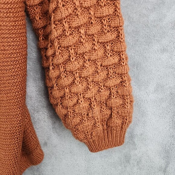 Womens Rust Orange Open Front Cardigan Sweater Loose knit Sleeves Size 18/20W - Picture 5 of 11